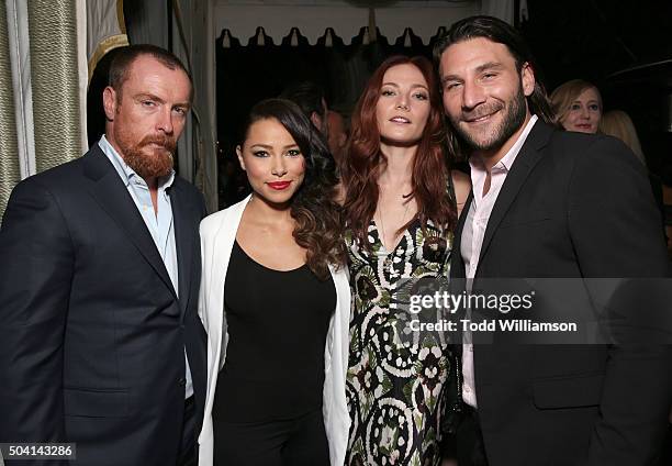 Toby Stephens, Jessica Parker Kennedy, Clara Paget and Zach McGowan attend the Starz Pre-Golden Globe Celebration at Chateau Marmont on January 8,...