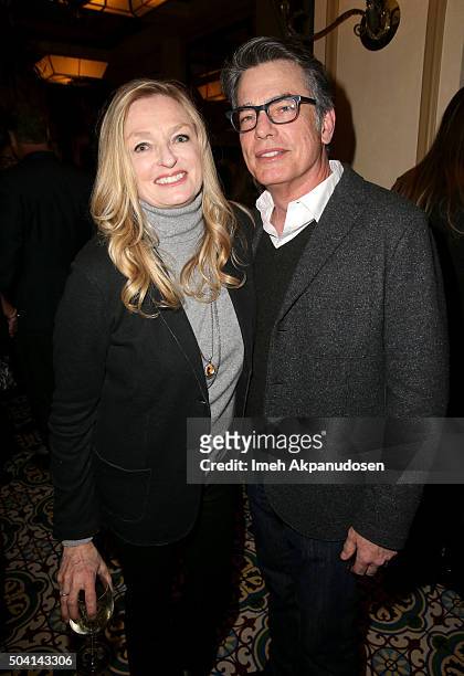 Paula Harwood and actor Peter Gallagher attend Ketel One Vodka Celebrates Excellence In Cinema with "Spotlight" Pre-Golden Globe Celebration at...