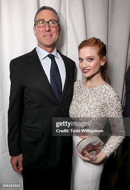 Starz Managing Director Carmi Zlotnik and Sarah Hay attend the Starz Pre-Golden Globe Celebration at Chateau Marmont on January 8, 2016 in Los...