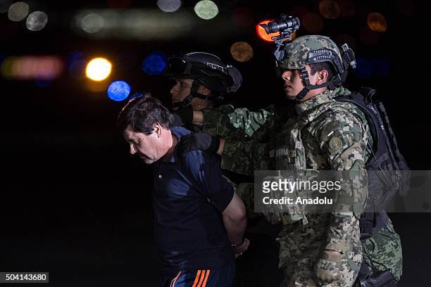 Joaquin Guzman Loera, also known as "El Chapo" is transported to Maximum Security Prison of El Altiplano in Mexico City, Mexico on January 08, 2016....