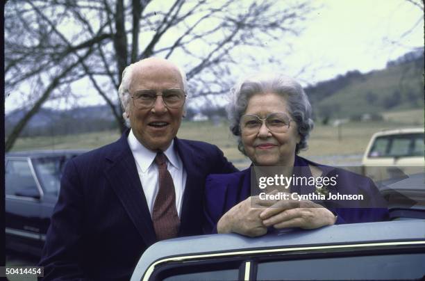 Former Senator Albert A. Gore Sr. Posing with his wife Pauline after his son's victory in the Super Tuesday Presidential Primary.