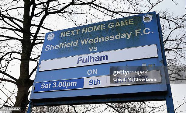 General view of Hillsborough Stadium ahead of The Emirates FA Cup Third Round match betwen Sheffield Wednesday and Fulham at Hillsborough Stadium on...