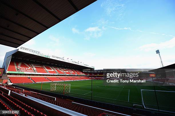 View The City Ground, home of Nottingham Forest during The Emirates FA Cup Third Round match between Nottingham Forest and Queens Park Rangers at...