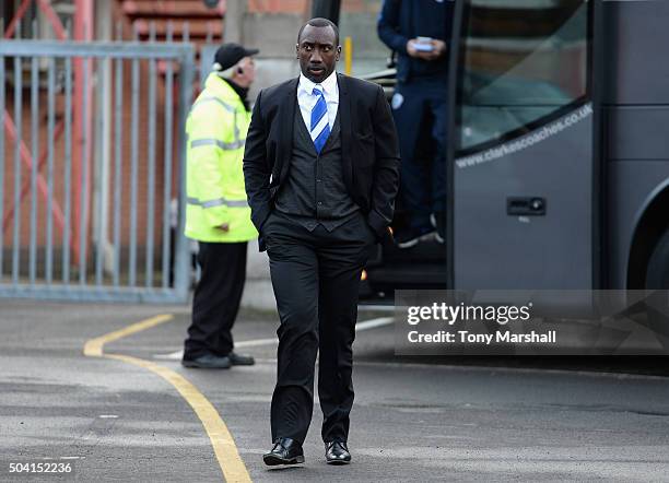 Jimmy Floyd Hasselbaink, Manager of Queens Park Rangers arrives at the stadium during The Emirates FA Cup Third Round match between Nottingham Forest...