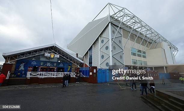 General view of Elland Road prior to The Emirates FA Cup Third Round match between Leeds United and Rotherham United at Elland Road on January 9,...