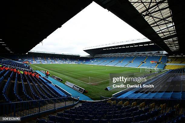 General view of Elland Road prior to The Emirates FA Cup Third Round match between Leeds United and Rotherham United at Elland Road on January 9,...