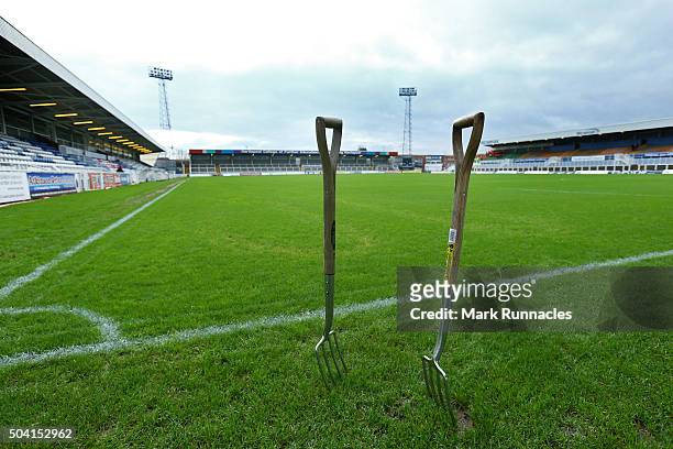 General view of the stadium prior to the Emirates FA Cup third round match between Hartlepool United and Derby County at Victoria Park on January 9,...