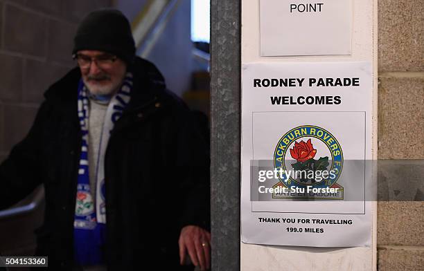 Blackburn Rovers fan makes his way home after The Emirates FA Cup Third Round match between Newport County AFC and Blackburn Rovers is postponed at...