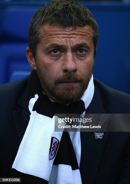 Slavisa Jokanovic, manager of Fulham looks on during The Emirates FA Cup Third Round match betwen Sheffield Wednesday and Fulham at Hillsborough...