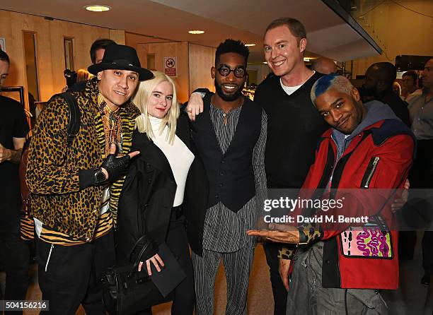 Taboo, Grace Chatto, Tinie Tempah, COACH Creative Director Stuart Vevers and Kid Cudi attend the Coach FW16 show front row during London Collections...