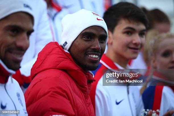 Mo Farah of Great Britain looks on after he finishes second in the Men's 8Km race during the Great Edinburgh X Country in Holyrood Park on January...