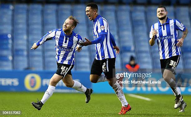 Barry Bannan of Sheffield Wednesday celebrates his goal during The Emirates FA Cup Third Round match betwen Sheffield Wednesday and Fulham at...