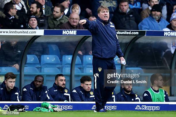 Leeds United FC assistant coach Paul Raynor gestrures during The Emirates FA Cup Third Round match between Leeds United and Rotherham United at...