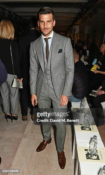 Johannes Huebl attends the Oliver Spencer front row during London Collections Men AW16 at 180 The Strand on January 9, 2016 in London, England.