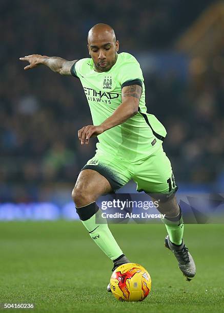 Fabian Delph of Manchester City during the Capital One Cup Semi Final First Leg match between Everton and Manchester City at Goodison Park on January...