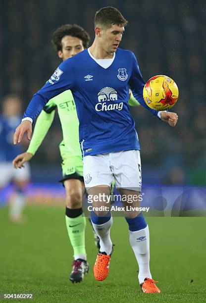 John Stones of Everton during the Capital One Cup Semi Final First Leg match between Everton and Manchester City at Goodison Park on January 6, 2016...