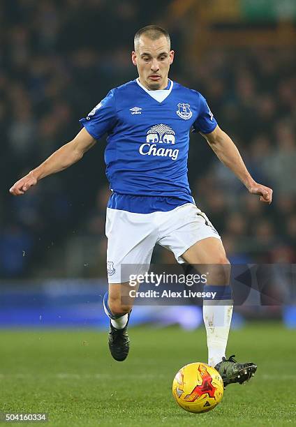 Leon Osman of Everton during the Capital One Cup Semi Final First Leg match between Everton and Manchester City at Goodison Park on January 6, 2016...
