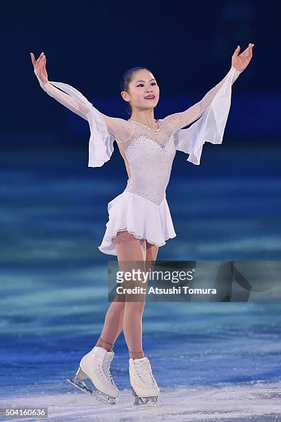 Satoko Miyahara of Japan performs her routine during the NHK Special Figure Skating Exhibition at the Morioka Ice Arena on January 9, 2016 in...