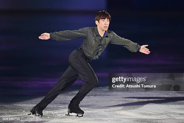 Nobunari Oda of Japan performs his routine during the NHK Special Figure Skating Exhibition at the Morioka Ice Arena on January 9, 2016 in Morioka,...