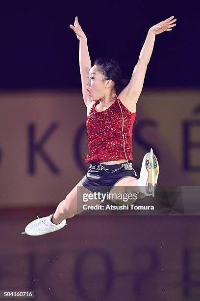 Wakaba Higuchi of Japan performs her routine during the NHK Special Figure Skating Exhibition at the Morioka Ice Arena on January 9, 2016 in Morioka,...