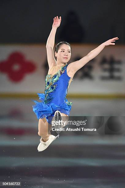 Akiko Suzuki of Japan performs her routine during the NHK Special Figure Skating Exhibition at the Morioka Ice Arena on January 9, 2016 in Morioka,...