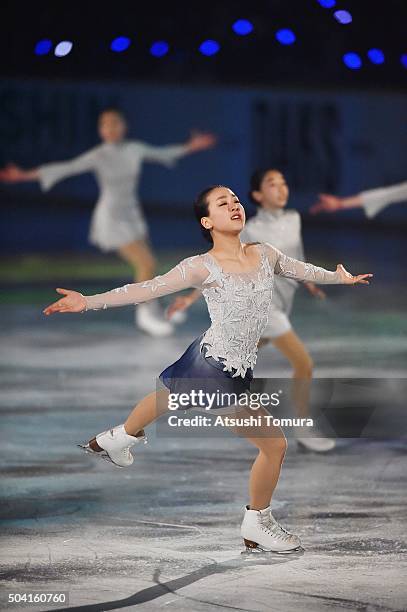 Mao Asada of Japan performs her routine during the NHK Special Figure Skating Exhibition at the Morioka Ice Arena on January 9, 2016 in Morioka,...