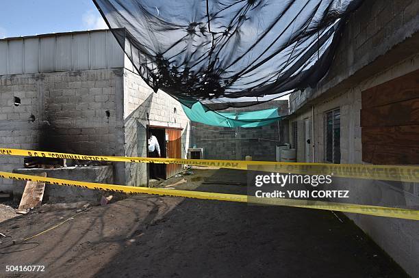 View of the house where the alleged tunnel through which Mexican drug lord Joaquin "El Chapo" Guzman might have escaped from the Altiplano prison...