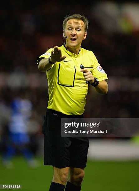 Referee Oliver Langford during The Emirates FA Cup Third Round match between Nottingham Forest and Queens Park Rangers at City Ground on January 9,...