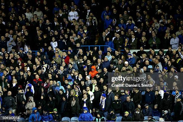 Fans look on during The Emirates FA Cup Third Round match between Leeds United and Rotherham United at Elland Road on January 9, 2016 in Leeds,...