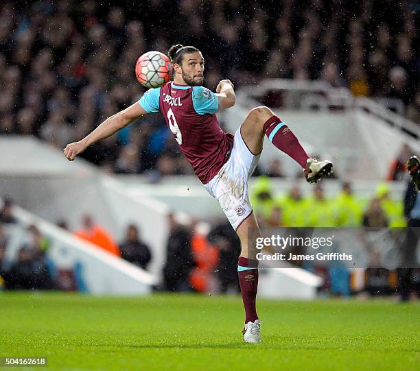 Andy Carroll of West Ham United during the Emirates FA Cup Third Round match between West Ham United v Wolverhampton Wanderers at Boleyn Ground on...