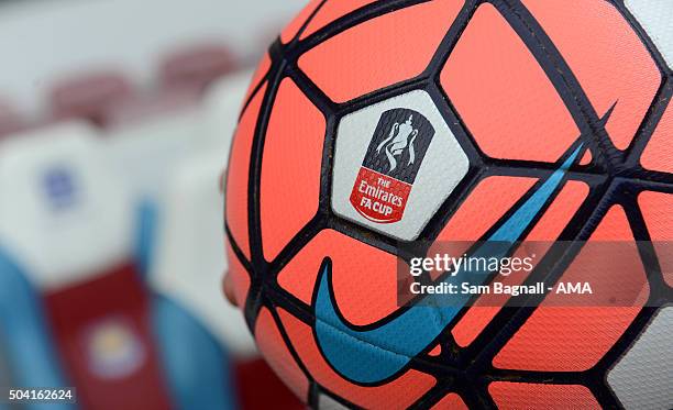 The Nike Ordem Emirates FA Cup match ball before kick off of The Emirates FA Cup match between West Ham United and Wolverhampton Wanderers at Boleyn...