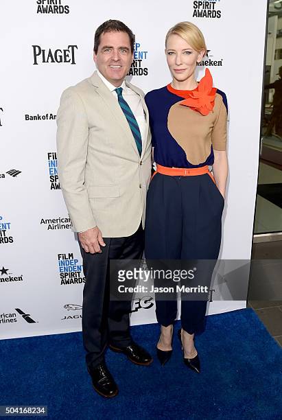 Film Independent President Josh Welsh and actress Cate Blanchett attend the 2016 Film Independent Filmmaker Grant and Spirit Award Nominees Brunch at...