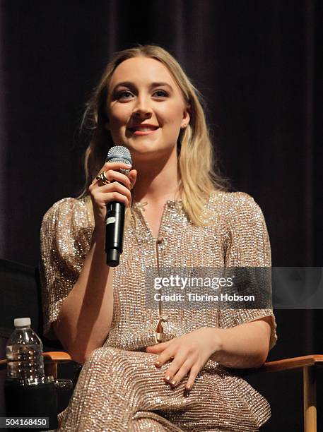 Saoirse Ronan attends SAG-AFTRA Foundation conversations with Saoirse Ronan of 'Brooklyn' at Zanuck Theater at 20th Century Fox Lot on January 8,...