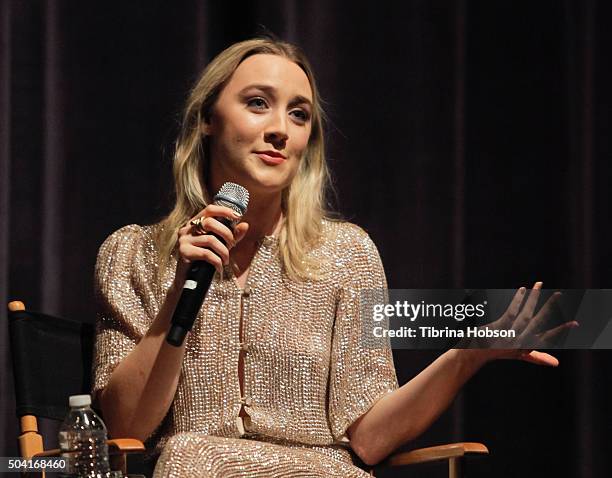 Saoirse Ronan attends SAG-AFTRA Foundation conversations with Saoirse Ronan of 'Brooklyn' at Zanuck Theater at 20th Century Fox Lot on January 8,...