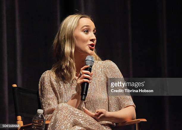 Saoirse Ronan attends SAG-AFTRA Foundation conversations with Saoirse Ronan of 'Brooklyn' at Zanuck Theater at 20th Century Fox Lot on January 8,...
