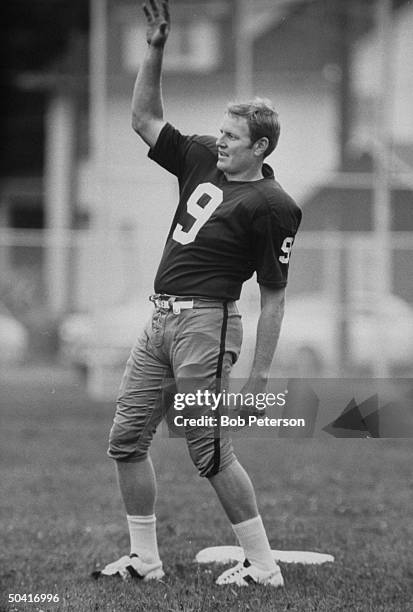 Redskins quarterback, Sonny Jurgensen , during practice, at R. F. K. Memorial Stadium.
