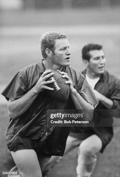 Redskins quarterback, Sonny Jurgensen, during practice session, preparing for Cleveland Browns game, at R. F. K. Memorial Stadium.