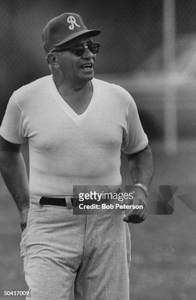 Redskins Coach, Vince Lombardi , leading his men in practice session, at R. F. K. Memorial Stadium.