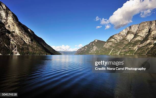 scenic fjords view in gudvangen, aurland - aurlandsfjord stock pictures, royalty-free photos & images