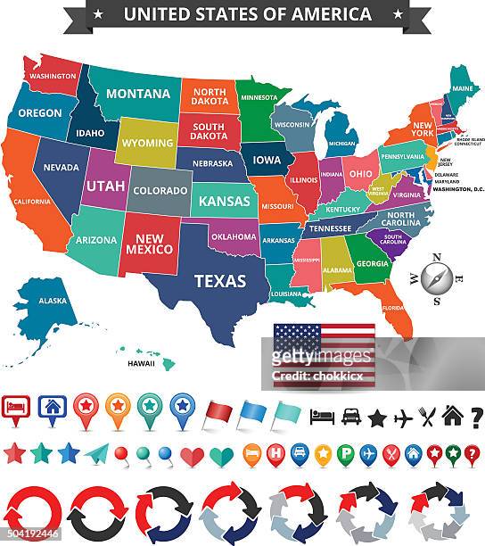 map of united states of america - north carolina us state stock illustrations