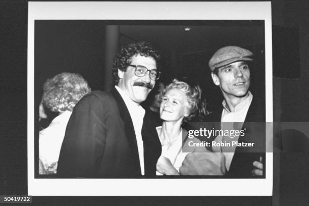 Actress Glenn Close w. Her live-in-lover John Starke & actor Jeremy Irons at the screening of In Country.