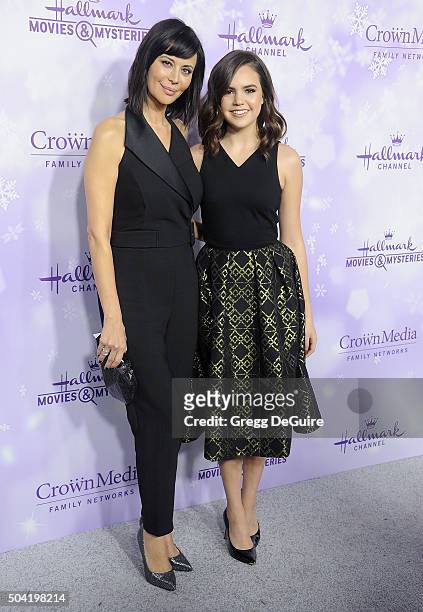 Actors Catherine Bell and Bailee Madison arrive at the Hallmark Channel and Hallmark Movies and Mysteries Winter 2016 TCA Press Tour at Tournament...