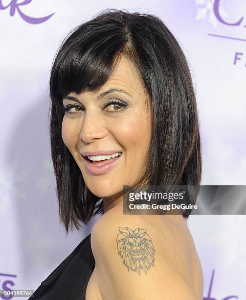 Actress Catherine Bell arrives at the Hallmark Channel and Hallmark Movies and Mysteries Winter 2016 TCA Press Tour at Tournament House on January 8,...