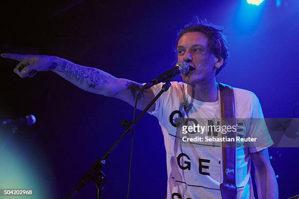 Jamie Campbell Bower of Counterfeit performs at Postbahnhof on January 9, 2016 in Berlin, Germany.