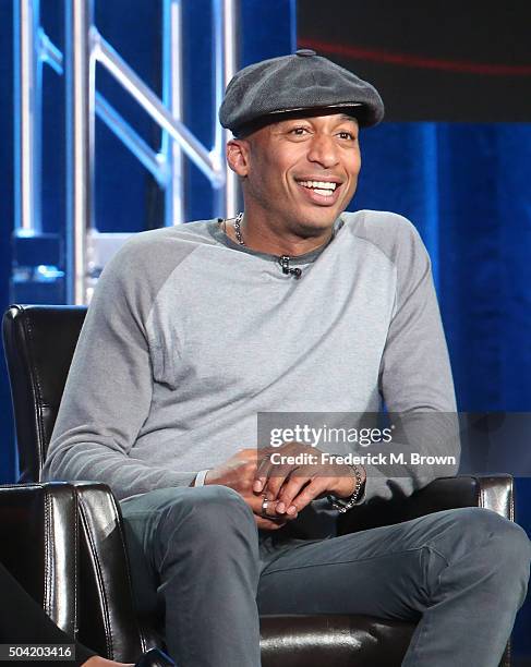 Actor James Lesure speaks onstage during ABC's Uncle Buck panel as part of the ABC Networks portion of the 2016 Television Critics Association Winter...