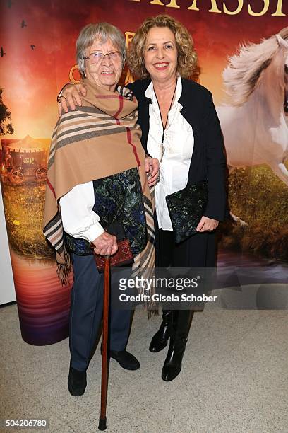 Michaela May and her mother Anneliese Mittermayr during the 'APASSIONATA - Im Bann des Spiegels' VIP reception at Olympiahalle on January 9, 2016 in...