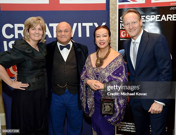 Martha Nelems, BAFTA Board Chairman Nigel Daly, Fashion designer Sue Wong and British Consul General in Los Angeles Chris O'Connor attend the BAFTA...