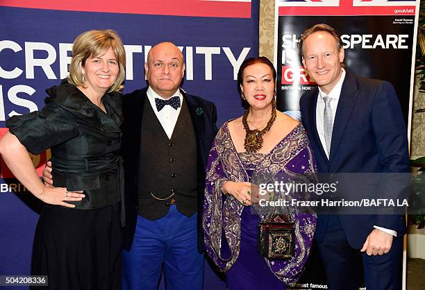 Martha Nelems, BAFTA LA Chairman Nigel Daly, fashion designer Sue Wong and British Counsul General Southwest Region United States Chris O'Connor...