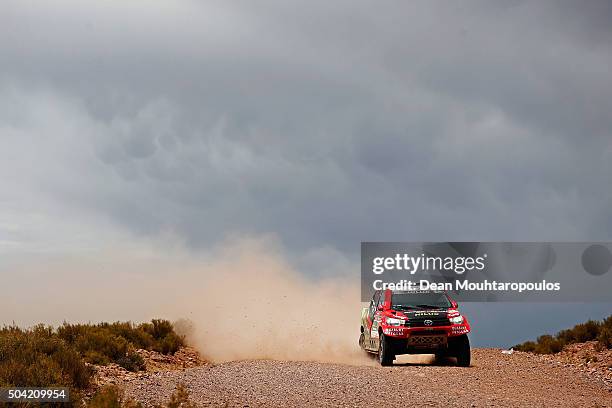 Yazeed Alrajhi of Saudi Arabia and Timo Gottschalk of Germany in the TOYOTA HILUX for TOYOTA GAZOO RACING SOUTH AFRICA competes on day 7 stage seven...