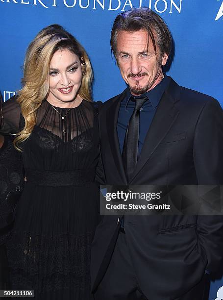 Musician Madonna and host Sean Penn attend the 5th Annual Sean Penn & Friends HELP HAITI HOME Gala Benefiting J/P Haitian Relief Organization at...